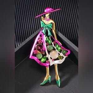 Purple and Green rhinestone Brooch